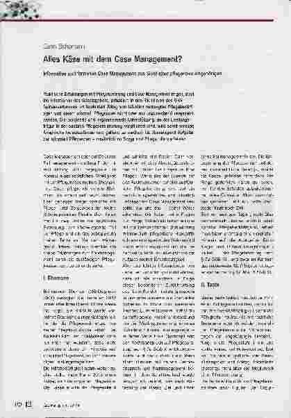 Vorschauseite 1: Alles Käse mit dem Case Management? Informelles und formelles Case Management aus Sicht einer pflegenden Angehörigen