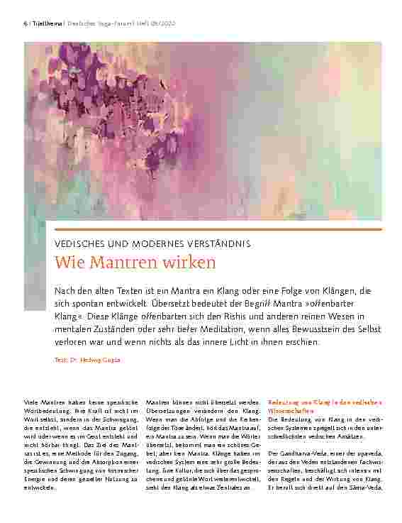 Vorschauseite 1: VEDISCHES UND MODERNES VERSTÄNDNIS: Wie Mantren wirken