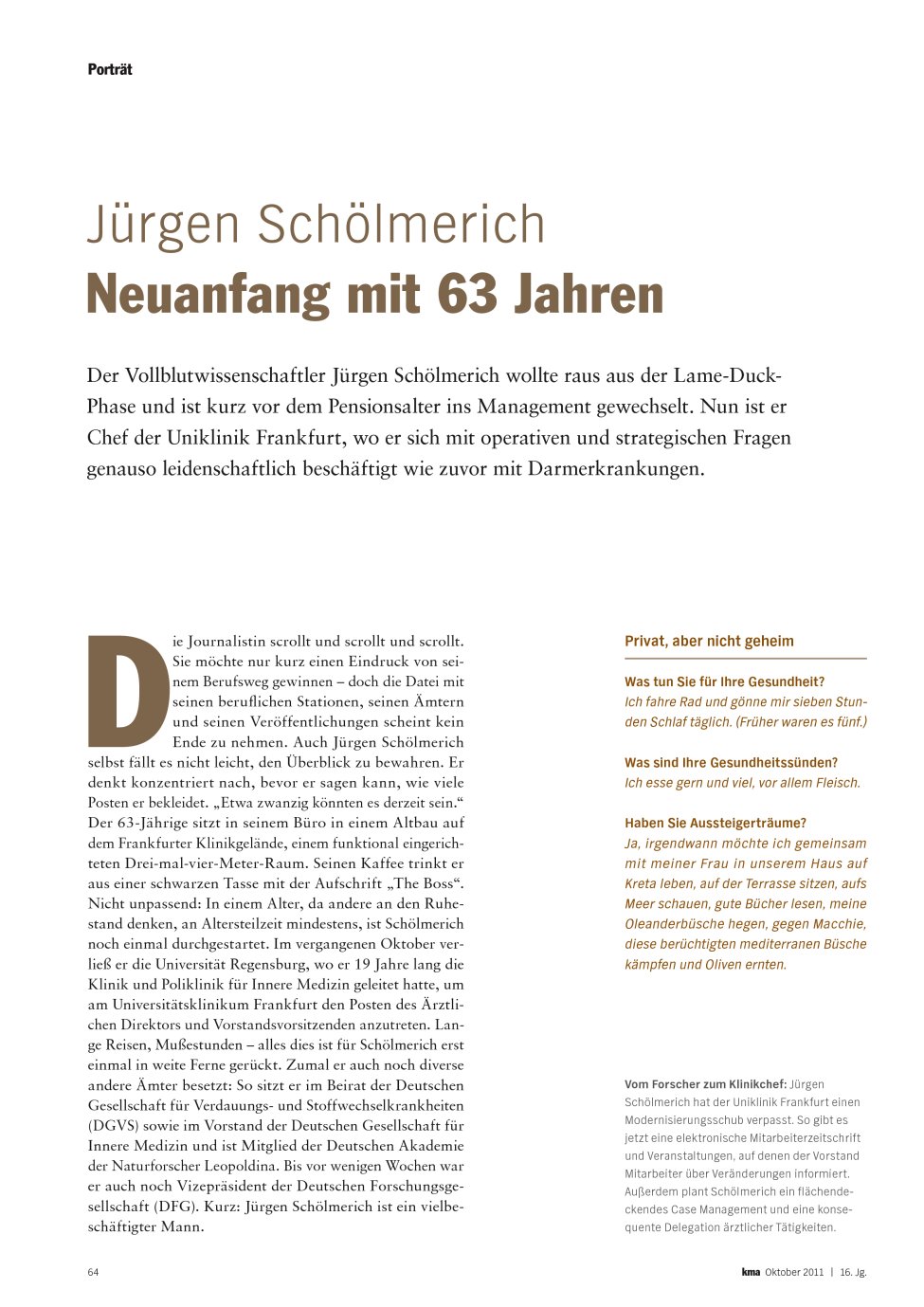 Vorschauseite 1: Neuanfang mit 63 Jahren