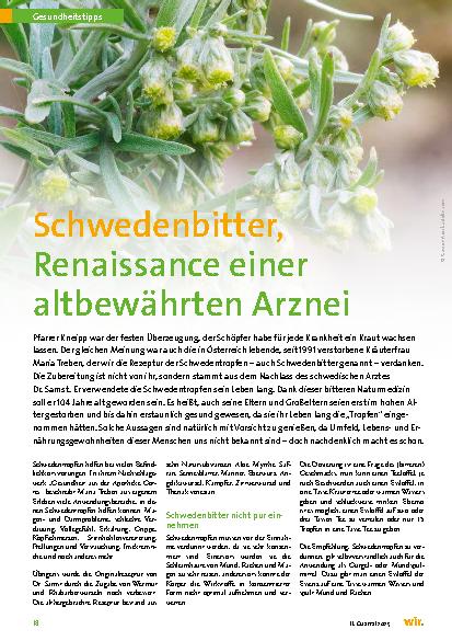 Vorschauseite 1: Schwedenbitter, Renaissance einer altbewährten Arznei