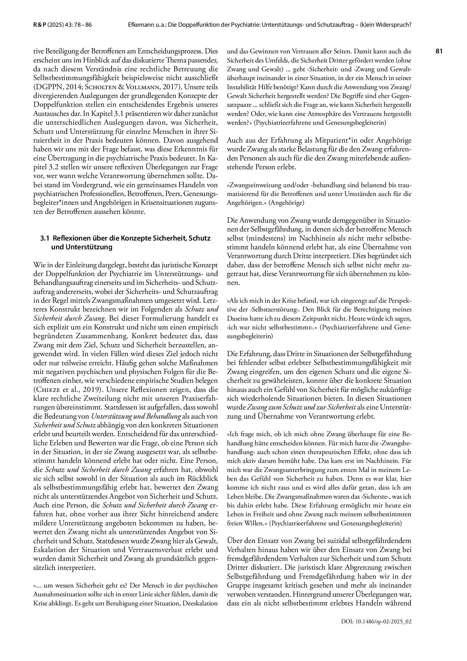 Vorschauseite 4: Die Doppelfunktion der Psychiatrie: Unterstützungs- und Schutzauftrag – (k)ein Widerspruch? Eine Reflexion von Betroffenen, Angehörigen und Forschenden zu Ethik und Zwang in der P…