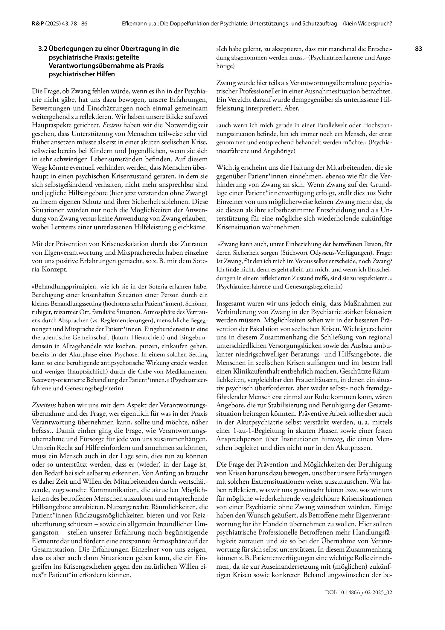 Vorschauseite 6: Die Doppelfunktion der Psychiatrie: Unterstützungs- und Schutzauftrag – (k)ein Widerspruch? Eine Reflexion von Betroffenen, Angehörigen und Forschenden zu Ethik und Zwang in der P…