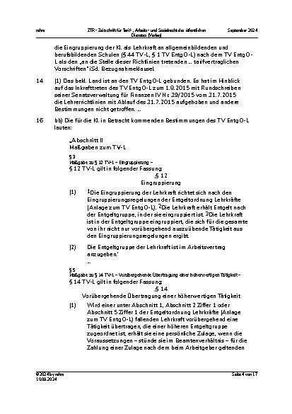 Vorschauseite 4: I. Tarifrecht Höhergruppierung einer Lehrkraft – Tätigkeit an einer anderen als der Lehramtsbefähigung entsprechenden Schulform The text is already correctly spelled.