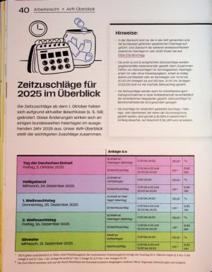 Vorschauseite 1: Zeitzuschläge für 2025 im Überblick