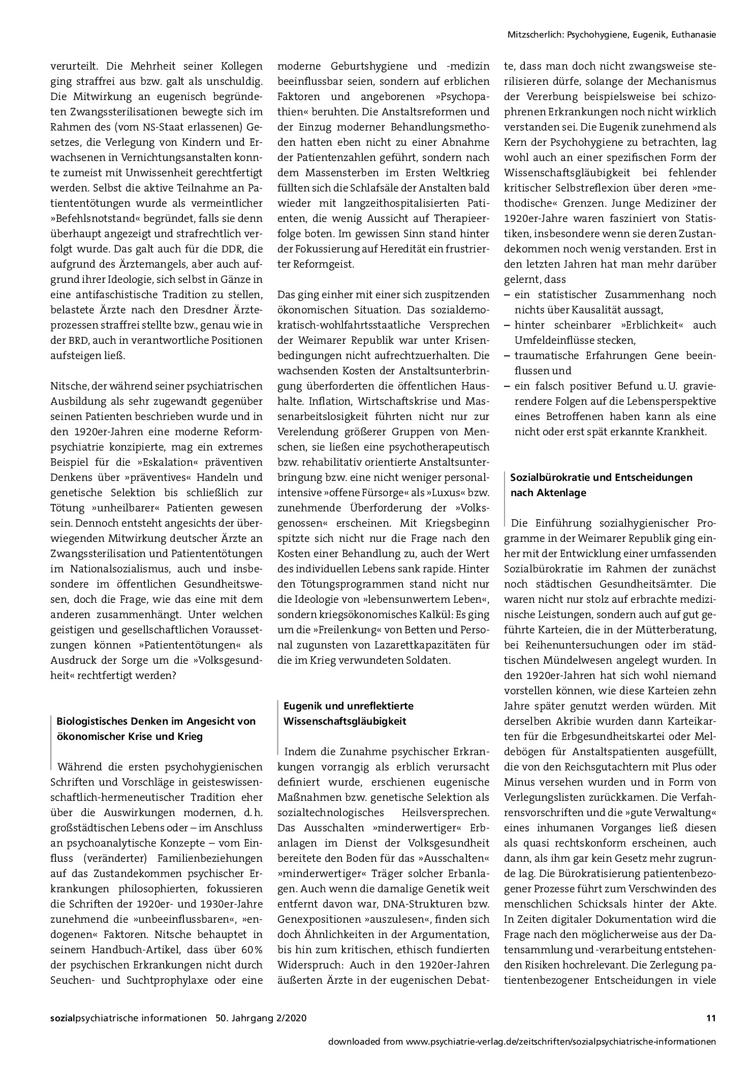 Vorschauseite 3: Psychohygiene, Eugenik, Euthanasie. Lehren aus der Vergangenheit