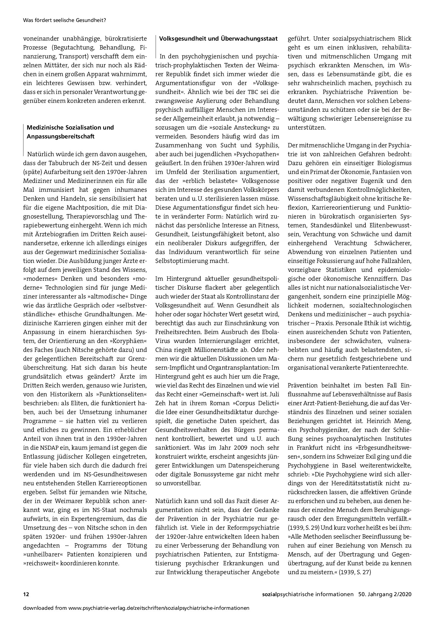 Vorschauseite 4: Psychohygiene, Eugenik, Euthanasie. Lehren aus der Vergangenheit