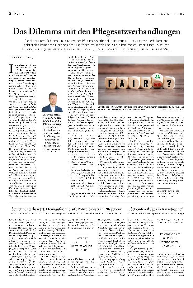 Vorschauseite 1: Das Dilemma mit den Pflegesatzverhandlungen