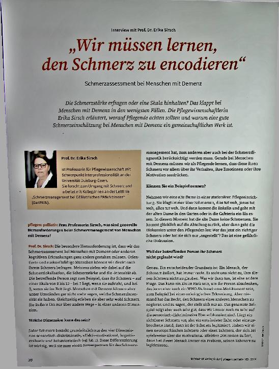 Vorschauseite 1: „Wir müssen lernen, den Schmerz zu erkennen“ Schmerzassessment bei Menschen mit Demenz