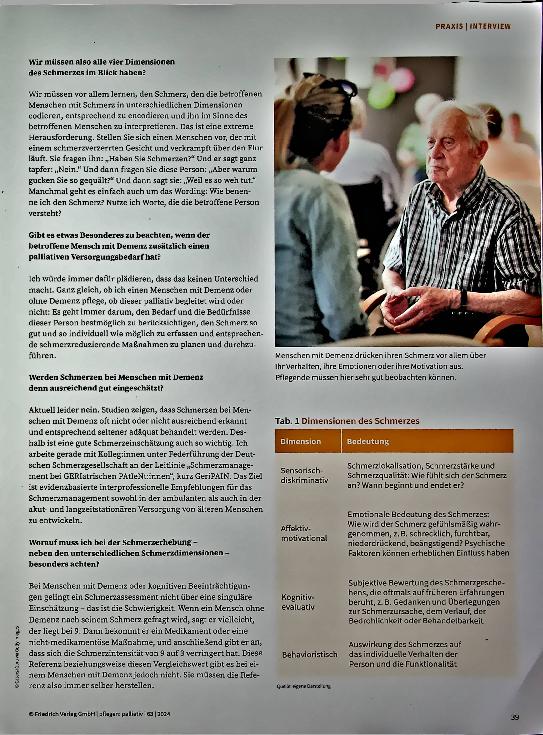 Vorschauseite 2: „Wir müssen lernen, den Schmerz zu erkennen“ Schmerzassessment bei Menschen mit Demenz