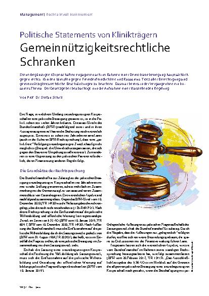 Vorschauseite 1: Politische Statements von Klinikträgern Gemeinnützigkeitsrechtliche Schranken