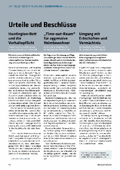 Vorschauseite 1: Urteile und Beschlüsse