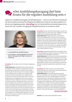Vorschauseite 1: »Der Ausbildungskurzgang darf kein Ersatz für die reguläre Ausbildung sein. «