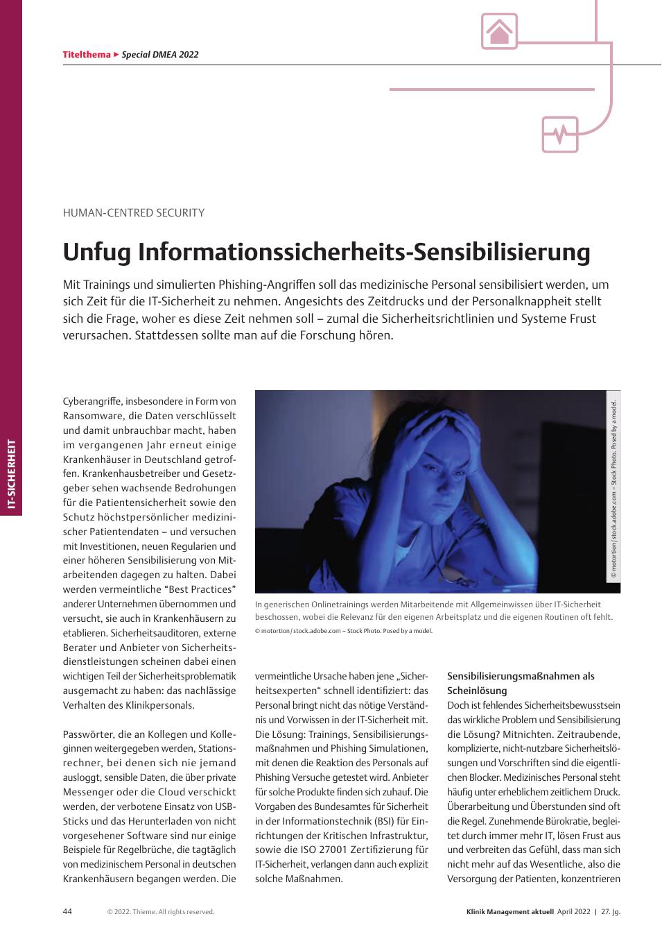 Vorschauseite 1: Human-Centered Security: Unsinnige Informationssicherheitssensibilisierung
