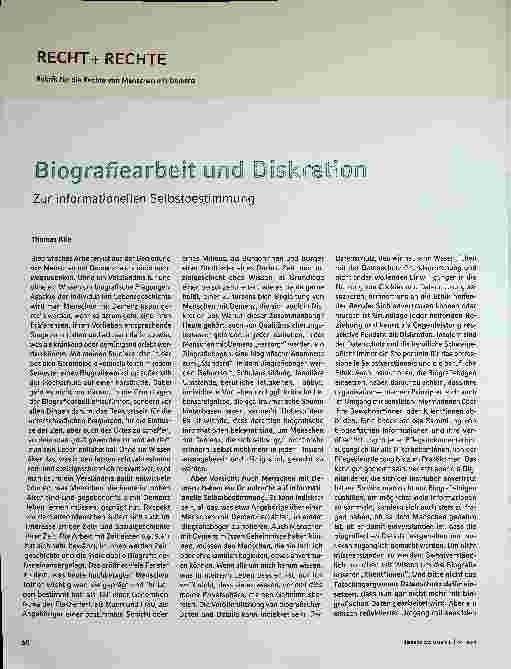 Vorschauseite 2: Biografiearbeit und Diskretion zur informationellen Selbstbestimmung