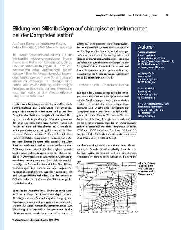 Vorschauseite 1: Bildung von Silikatbelägen auf chirurgischen Instrumenten bei der Dampfsterilisation*