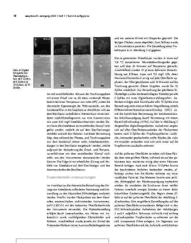 Vorschauseite 2: Bildung von Silikatbelägen auf chirurgischen Instrumenten bei der Dampfsterilisation*