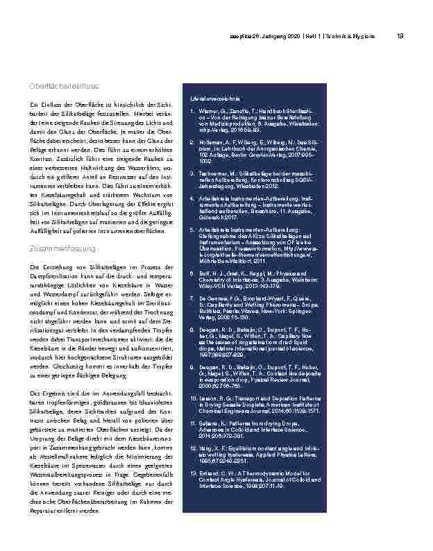 Vorschauseite 5: Bildung von Silikatbelägen auf chirurgischen Instrumenten bei der Dampfsterilisation*