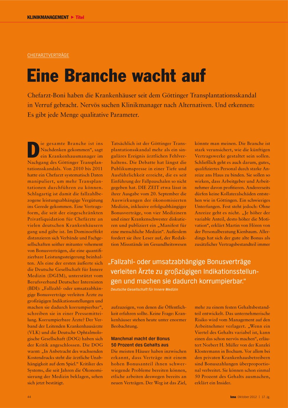 Vorschauseite 1: Eine Branche wacht auf