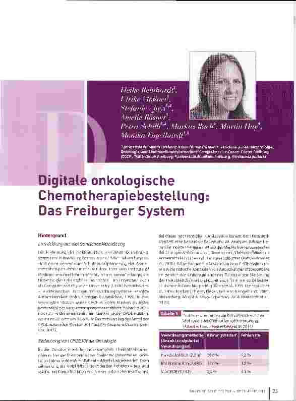 Vorschauseite 1: Digitale onkologische Chemotherapiebestellung: Das Freiburger System