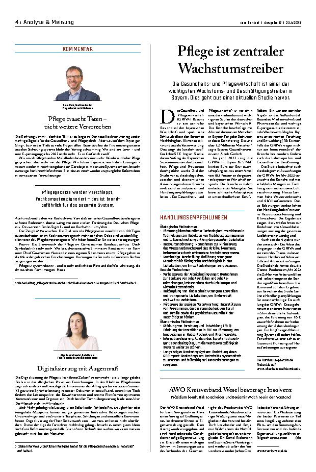 Vorschauseite 1: Pflege ist zentraler Wachstumstreiber