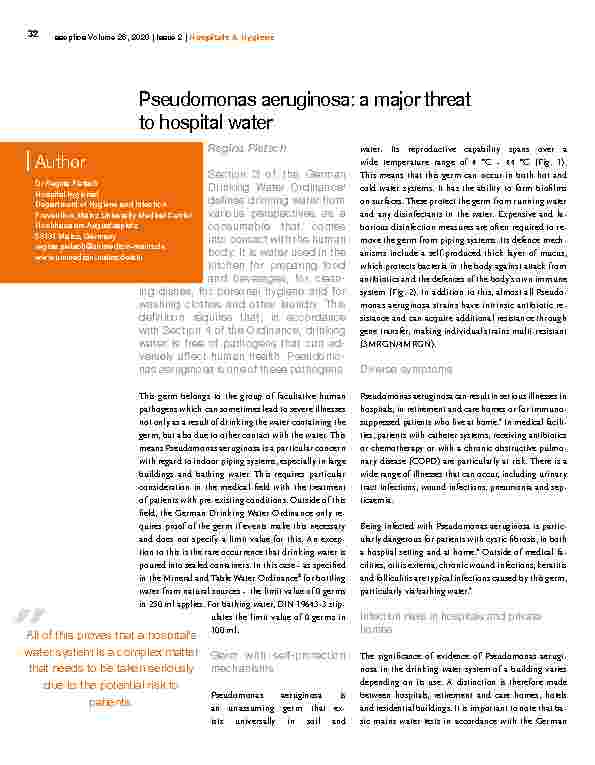 Vorschauseite 1: Pseudomonas aeruginosa: a major threat to hospital water
