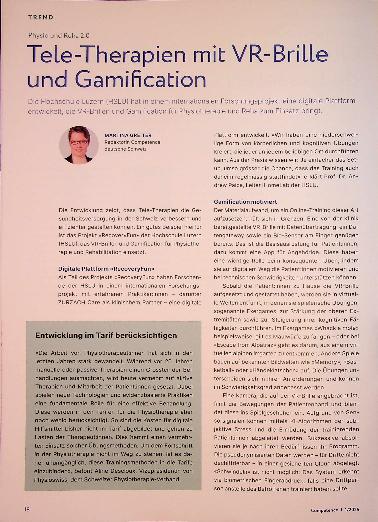 Vorschauseite 1: Tele-Therapien mit VR-BriLLe und Gamification