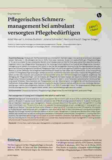 Vorschauseite 1: Pflegerisches Schmerzmanagement bei ambulant versorgten Pflegebedürftigen