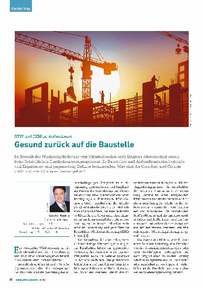 Vorschauseite 1: RTW und BGM im Außendienst Gesund zurück auf die Baustelle