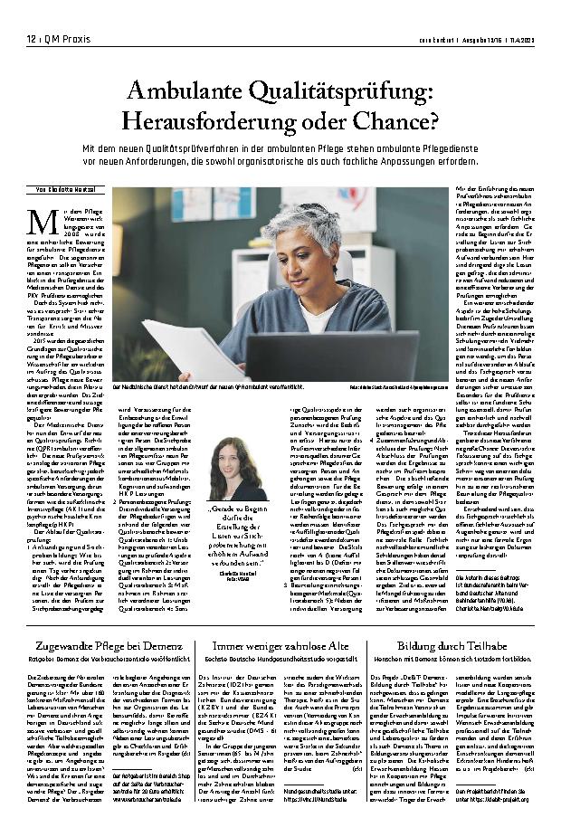 Vorschauseite 1: Ambulante Qualitätsprüfung: Herausforderung oder Chance?