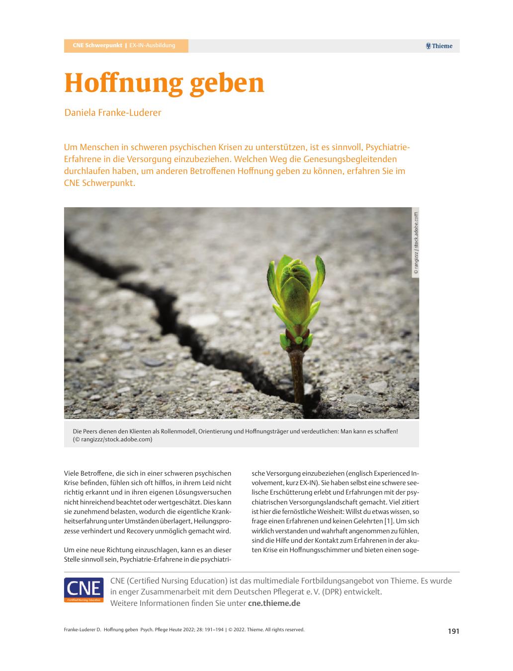 Vorschauseite 1: Hoffnung geben