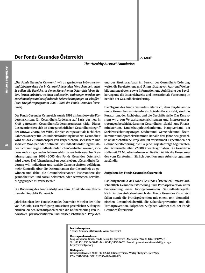 Vorschauseite 1: Der Fonds Gesundes Österreich