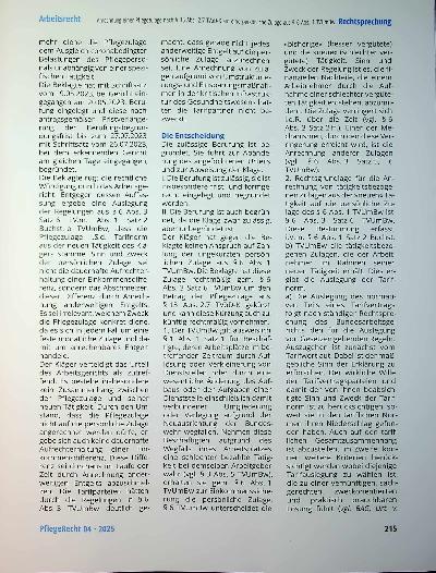 Vorschauseite 3: Anrechnung einer Pflegezulage nach § 15 Abs. 2. 7 TVöD-K auf eine persönliche Zulage aus § 6 Abs. 1 TVUmBw