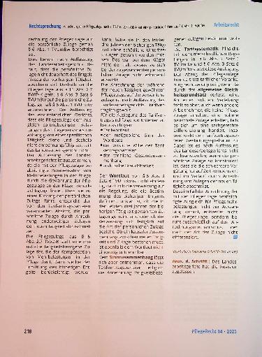 Vorschauseite 4: Anrechnung einer Pflegezulage nach § 15 Abs. 2. 7 TVöD-K auf eine persönliche Zulage aus § 6 Abs. 1 TVUmBw