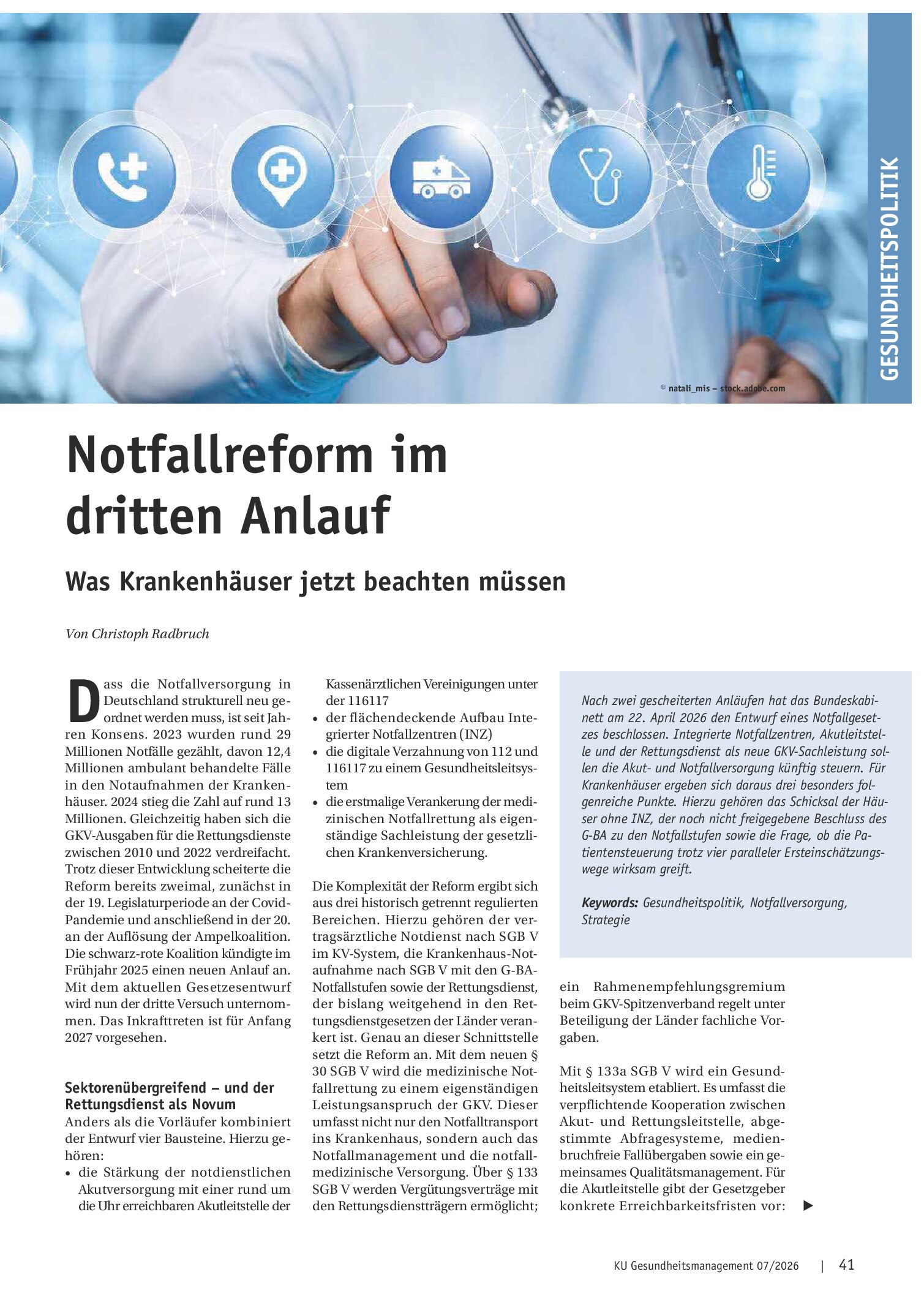 Vorschauseite 1: Notfallreform im dritten Anlauf