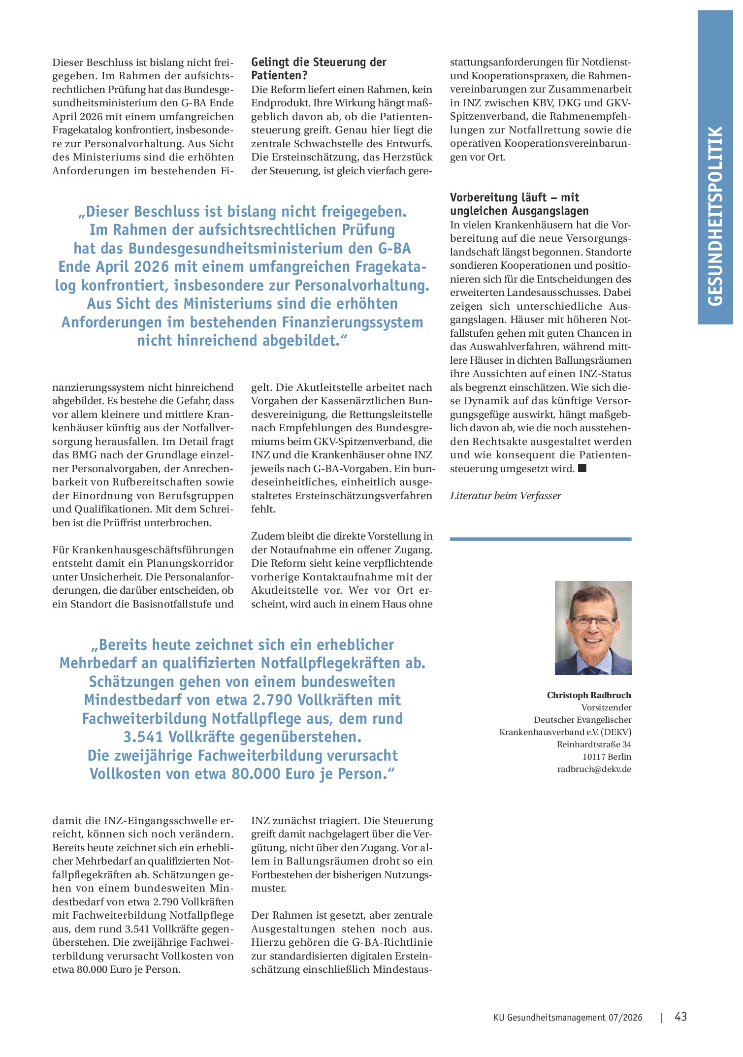 Vorschauseite 3: Notfallreform im dritten Anlauf