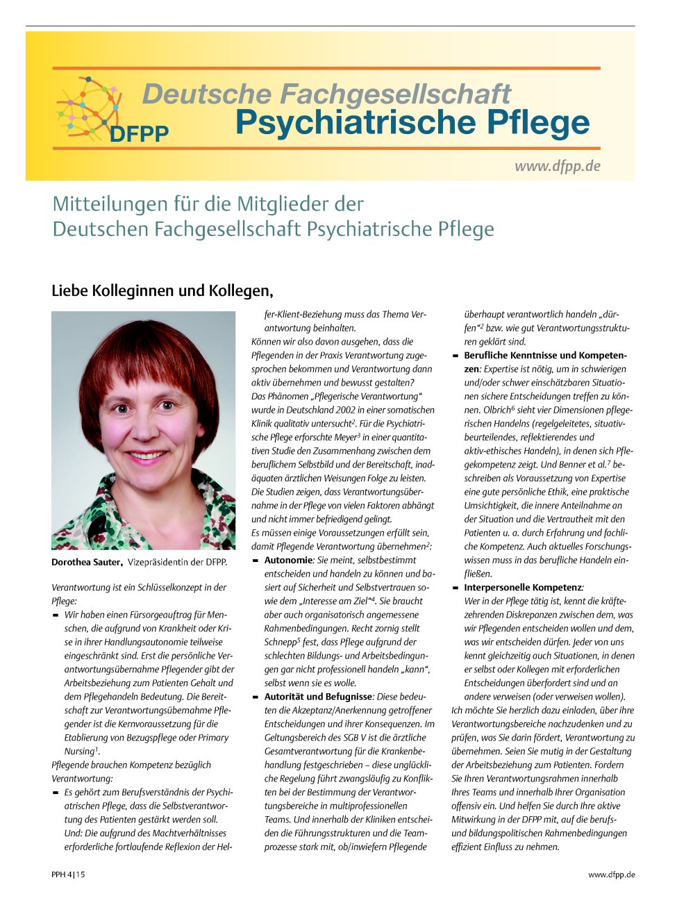 Vorschauseite 1: Mitteilungen für die Mitglieder der Deutschen Fachgesellschaft Psychiatrische Pflege