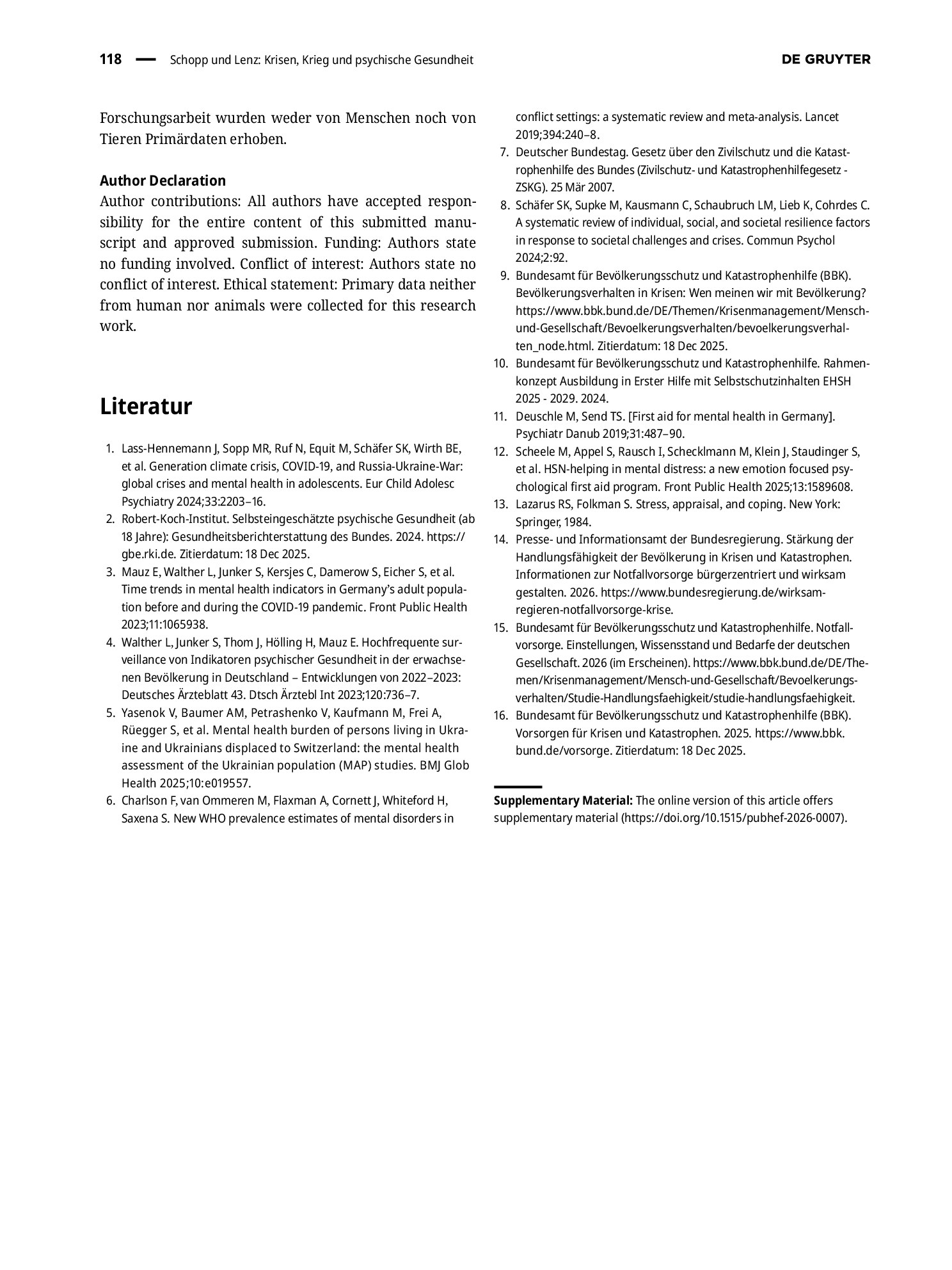 Vorschauseite 4: Krisen, Krieg und psychische Gesundheit