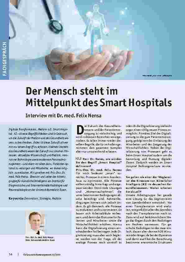 Vorschauseite 1: Der Mensch steht im Mittelpunkt des Smart Hospitals.