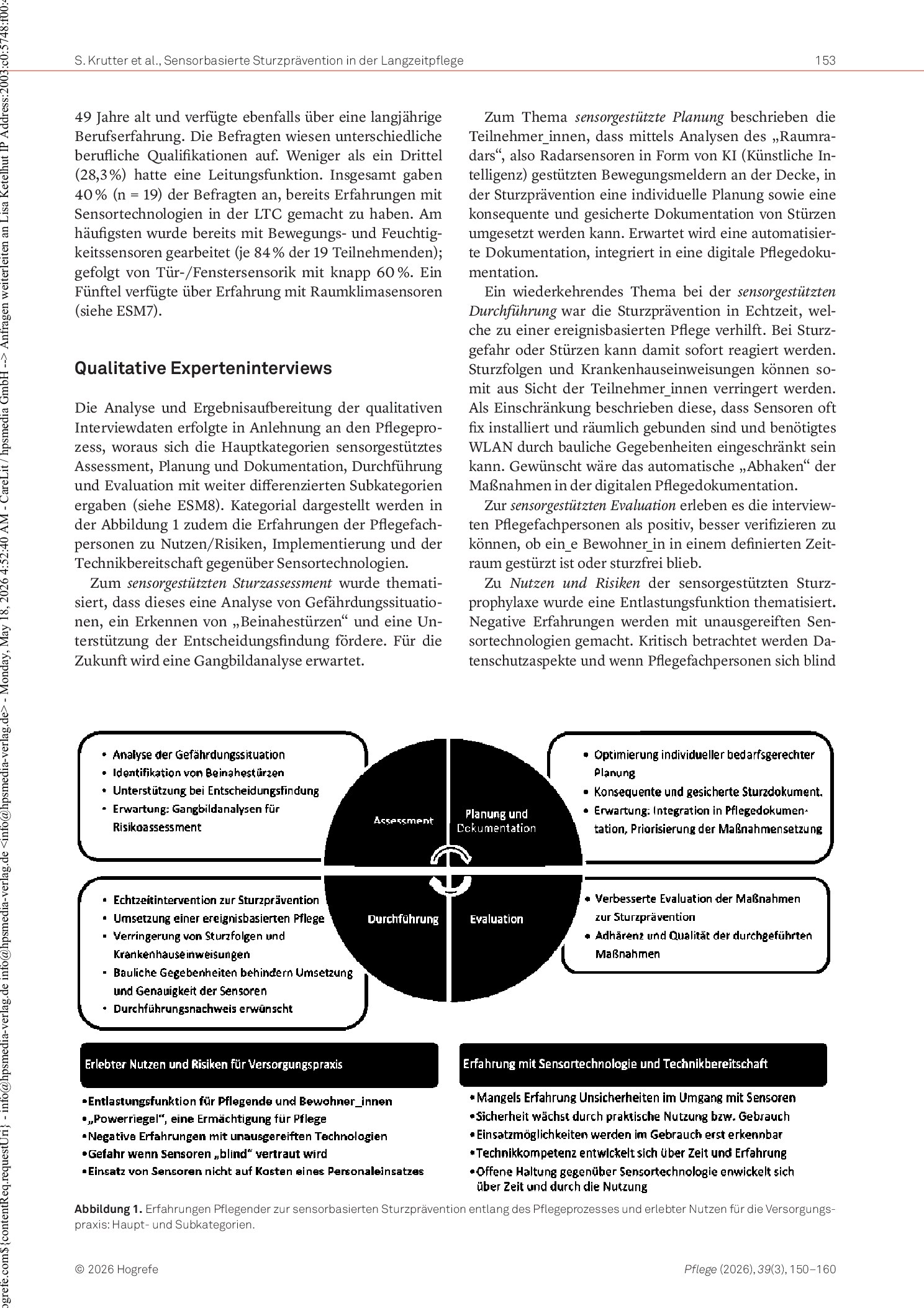 Vorschauseite 4: Erfahrungen von Pflegefachpersonen zu sensorbasierter Sturzprävention in der Langzeitpflege: Ergebnisse der Mixed-Methods-Studie „SensiCare“