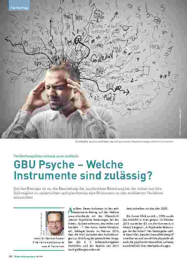 Vorschauseite 1: Gefährdungsbeurteilung quer-gedacht GBU Psyche – Welche Instrumente sind zulässig?