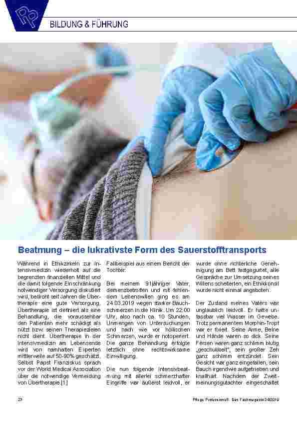 Vorschauseite 1: Beatmung – die lukrativste Form des Sauerstofftransports
