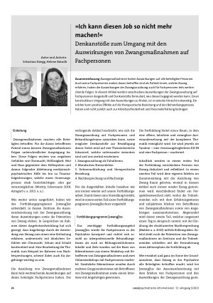 Vorschauseite 1: »Ich kann diesen Job so nicht mehr machen! « Denkanstöße zum Umgang mit den Auswirkungen von Zwangsmaßnahmen auf Fachpersonen