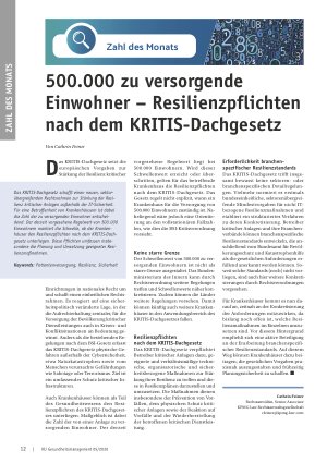 Vorschauseite 1: 500. 000 zu versorgende Einwohner – Resilienzpflichten nach dem KRITIS-Dachgesetz