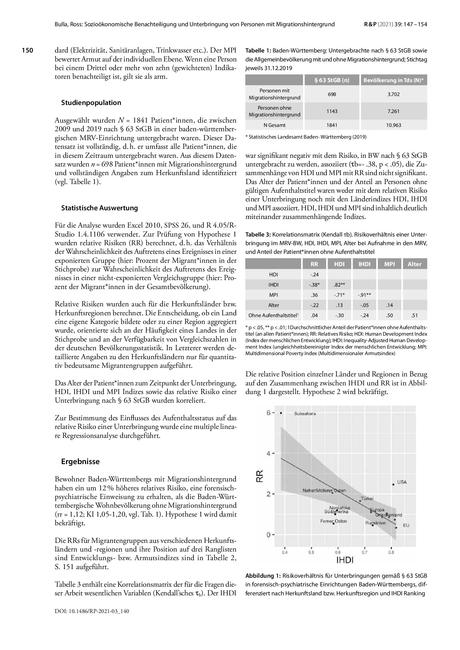 Vorschauseite 4: Sozioökonomische Benachteiligung und Unterbringung von Personen mit Migrationshintergrund im MRV-BW (§ 63 StGB): Aktuelle Zahlen und Zusammenhänge
