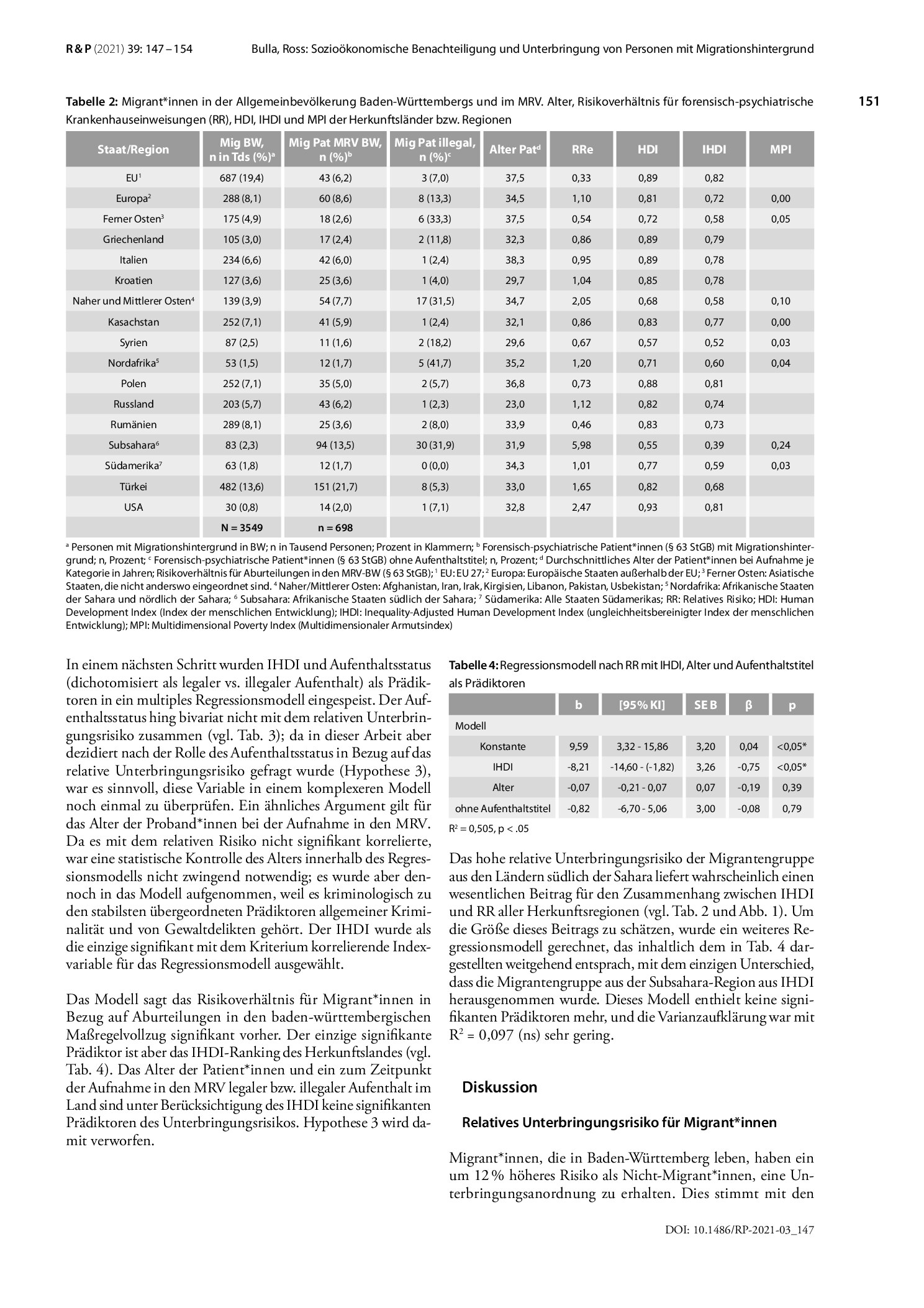 Vorschauseite 5: Sozioökonomische Benachteiligung und Unterbringung von Personen mit Migrationshintergrund im MRV-BW (§ 63 StGB): Aktuelle Zahlen und Zusammenhänge