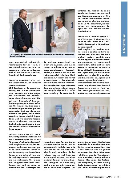Vorschauseite 3: Grenzenlose Gesundheit – Sportklinik Hellersen verlässt die „Deutschland-Bubble“