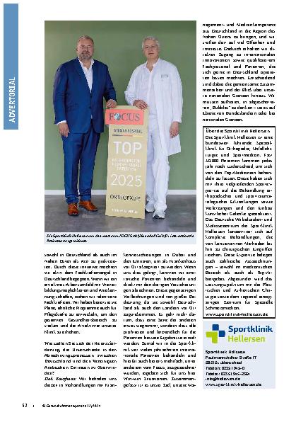 Vorschauseite 4: Grenzenlose Gesundheit – Sportklinik Hellersen verlässt die „Deutschland-Bubble“