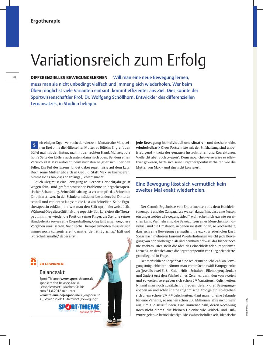 Vorschauseite 1: Differenzielles Bewegungslernen ? Variationsreich zum Erfolg