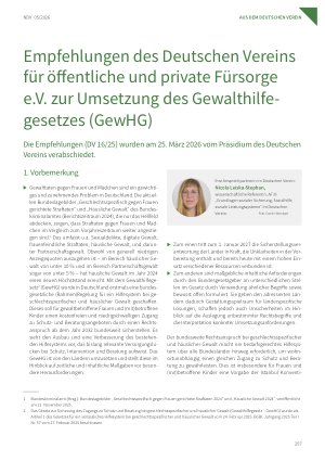 Vorschauseite 1: Empfehlungen des Deutschen Vereins für öffentliche und private Fürsorge e. V. zur Umsetzung des Gewalthilfegesetzes (GewHG)
