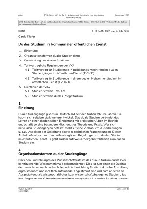 Vorschauseite 1: Duales Studium im kommunalen öffentlichen Dienst